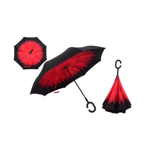 AussieSuperStore Homeware Supplies Windproof Double-Layered Hands Free Inverted Reverse Folding Upside-Down Umbrella Windproof Double-Layered Inverted Reverse Folding Upside-Down Umbrella CB201TUMBRELLA6
